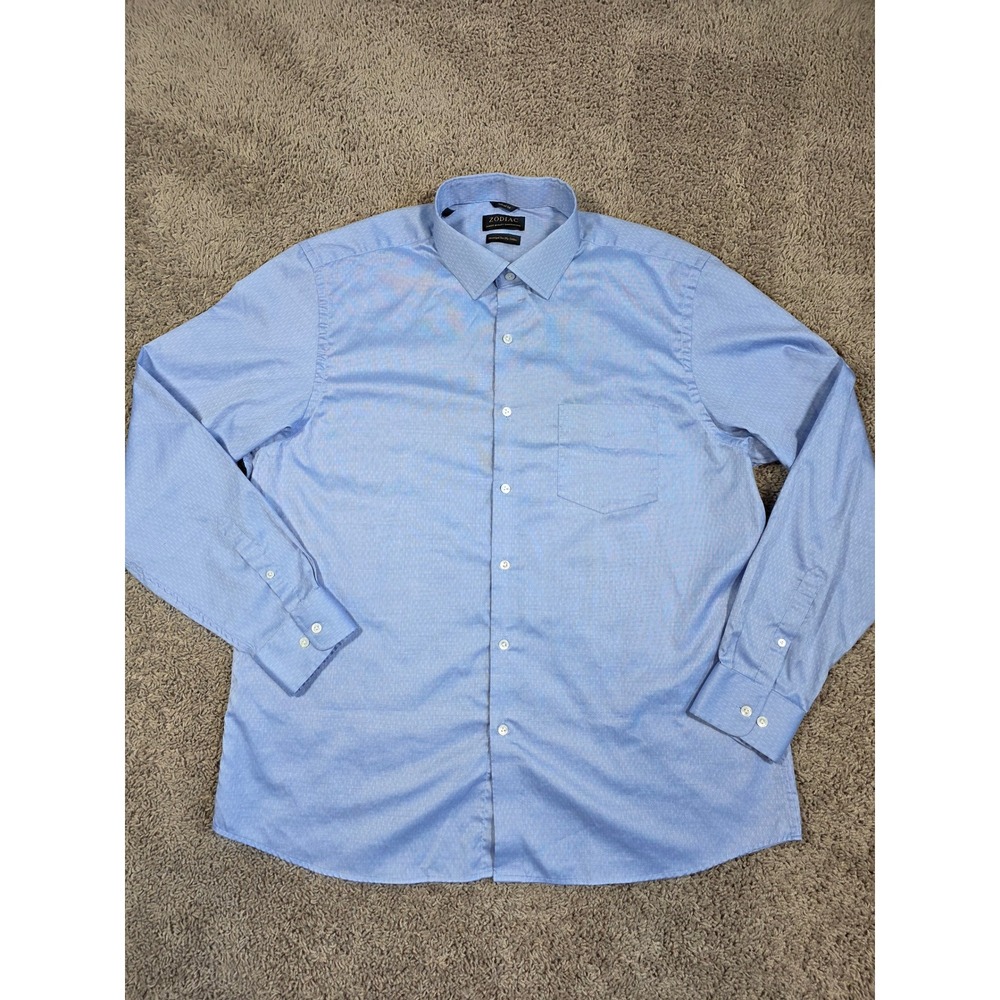 Zodiac Men's Light Blue Tailored Fit Textured Pattern 2 ply Cotton Size 18